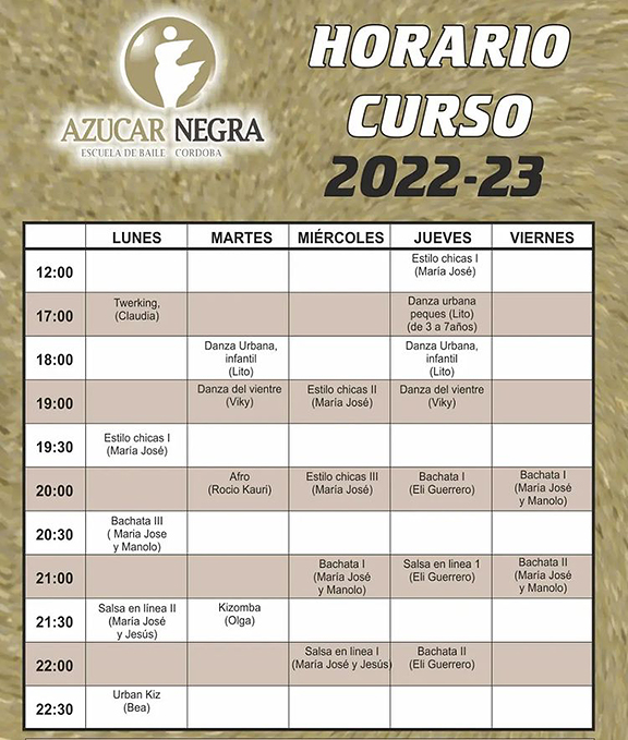 Imagen horario de clases AZ 2022-2